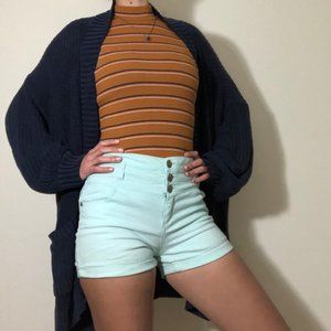 Celebrity Pink High Waisted Jean Shorts Teal